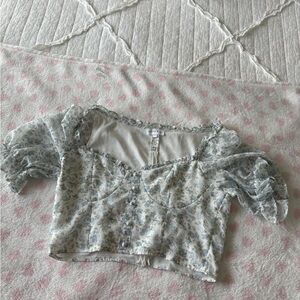 Floral Puff Sleeve Crop Top